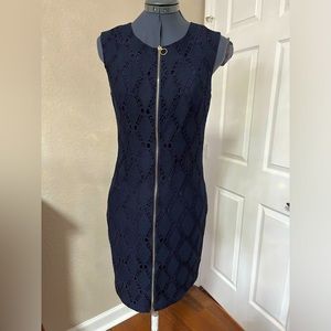 Brand new NWT T Tahari navy blue dress with front zipper